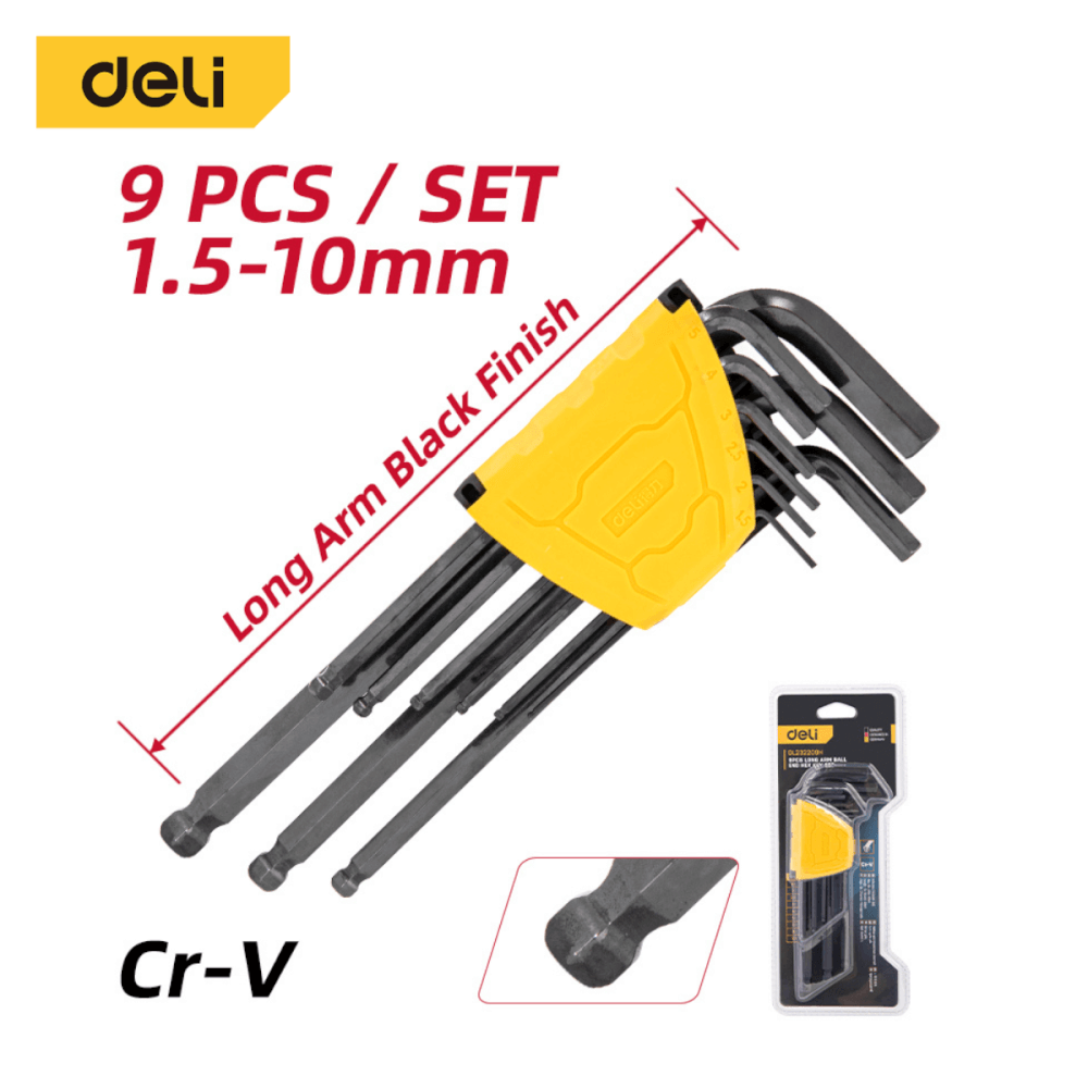 ชุดประแจแอลหัวบอล DELI EDL232209H-BK-01 สีดำ_6